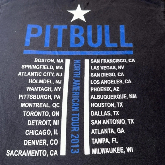 2013 PITBULL north american concert tour black short sleeve tshirt size large - Picture 3 of 4